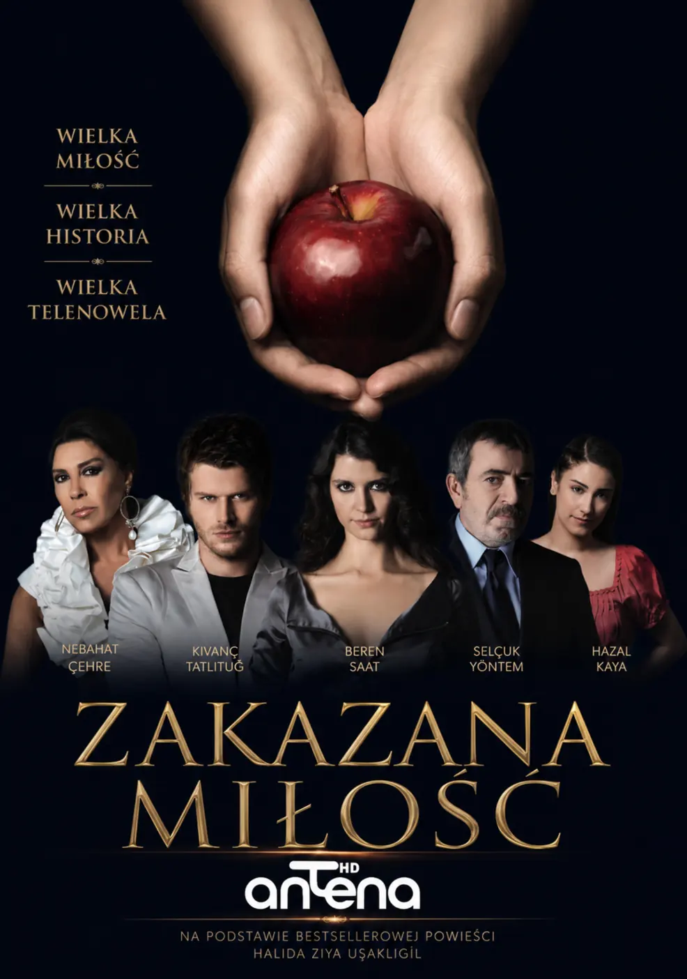 Plakat Zakazanej miłości z czerwonym jabłkiem